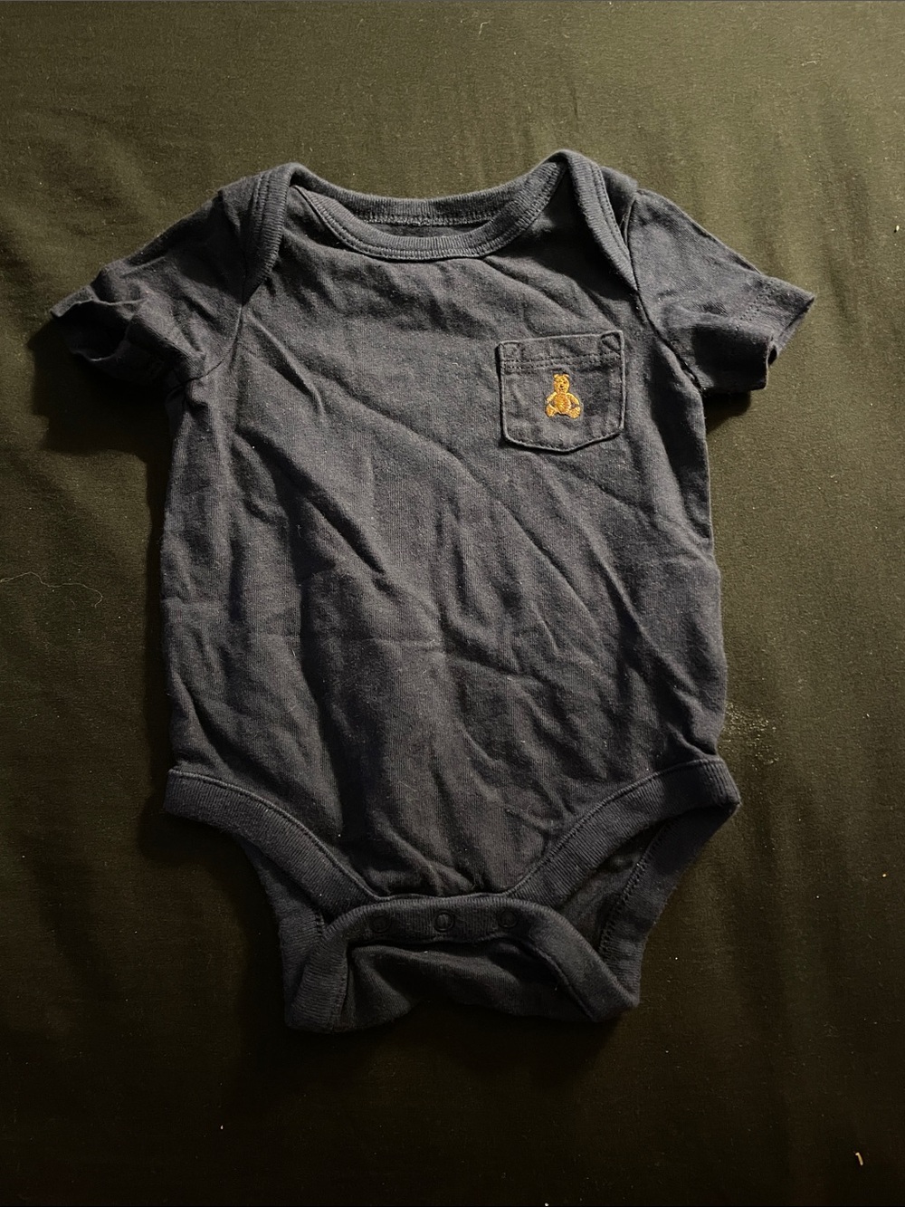 GAP Navy One-Piece Bodysuit with Pocket Bear Embroidery